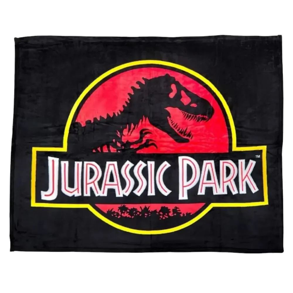 Jurassic Park / Universal Studios Soft Fleece Throw Blanket Black Red Yellow